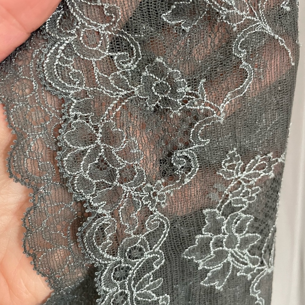 Elegant Gray swimsuit cover up with some French lace. Elegant, amazing style!